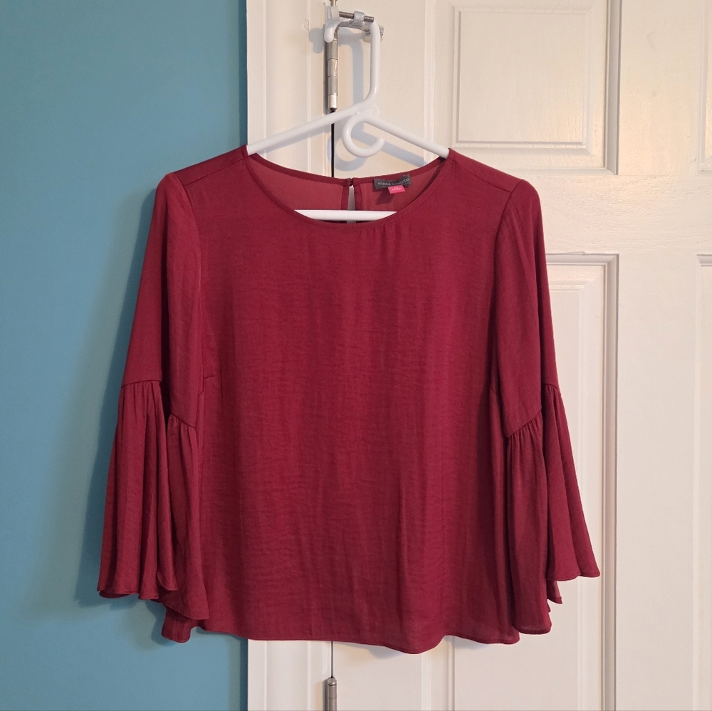 Vince Camuto Maroon Blouse with Bell Sleeves